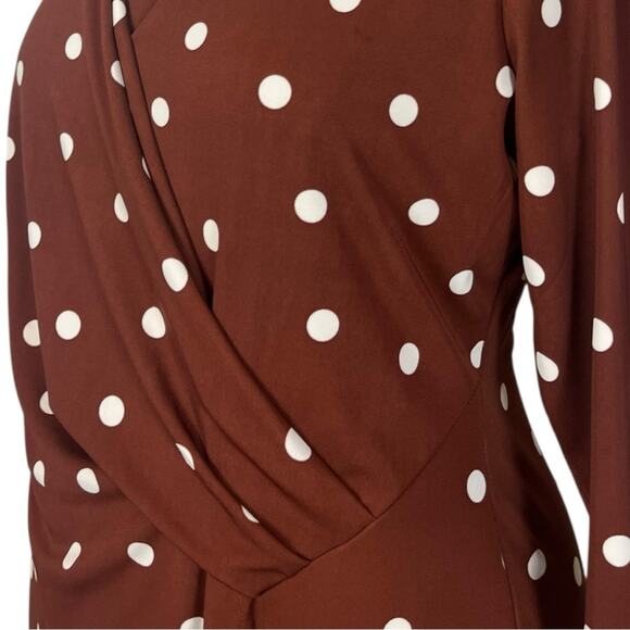 Talbots Wrap Dress V-neck 3/4 sleeves Brown White Polka Dot Women’s Plus Size 1X - Picture 12 of 15